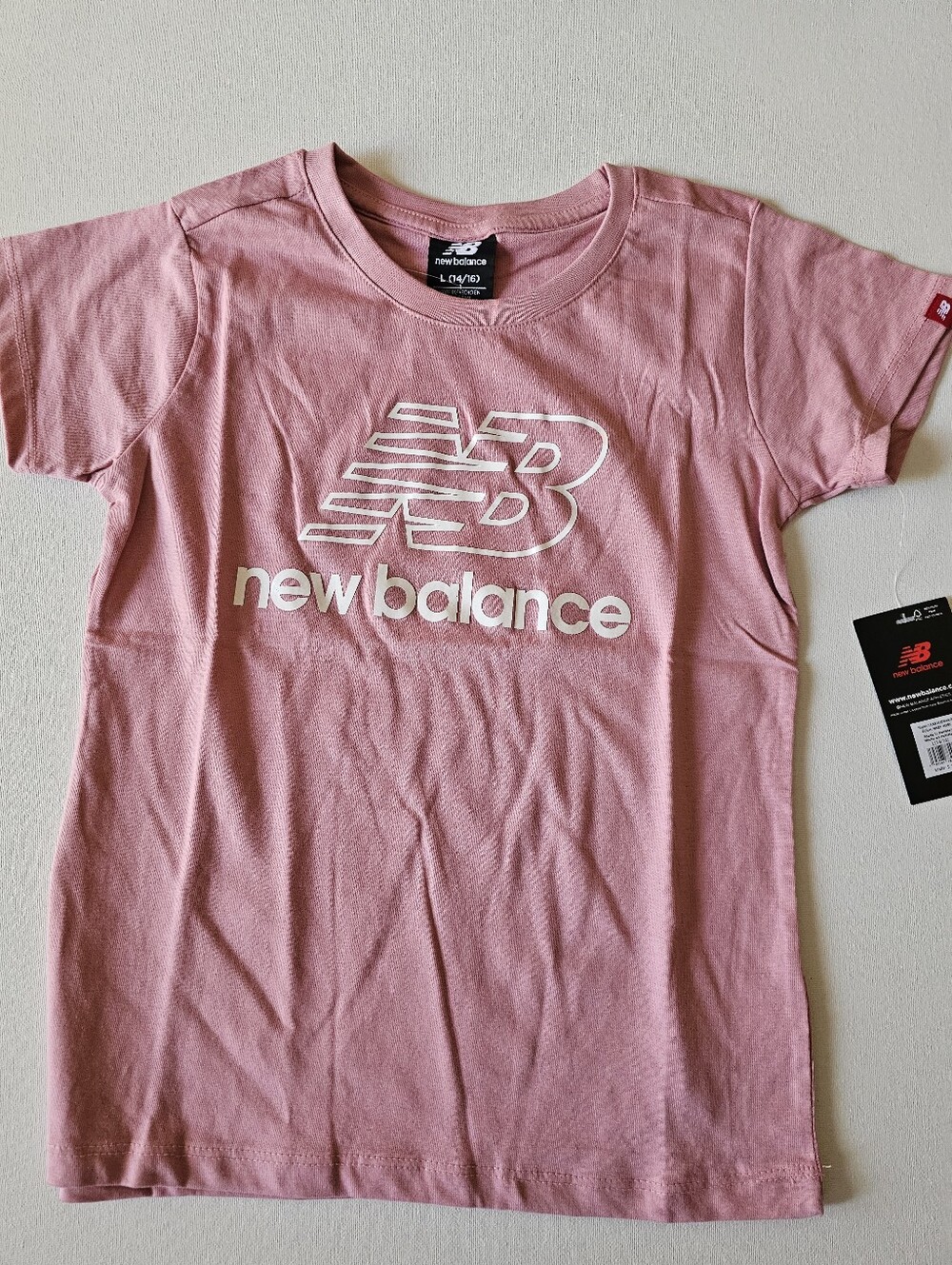 New Balance Pink Short-Sleeve Logo Tee Large